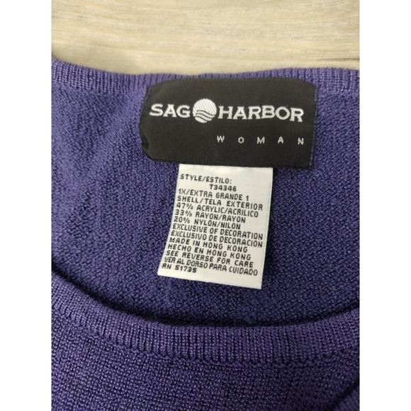 Sag Harbor purple top with attached cardigan look - Picture 7 of 11
